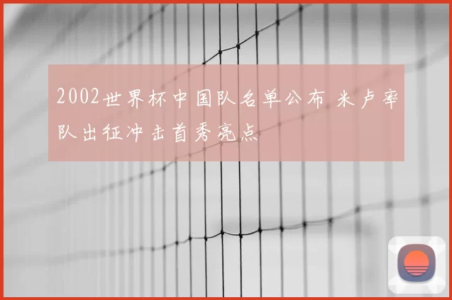 2002世界杯中国队名单公布 米卢率队出征冲击首秀亮点